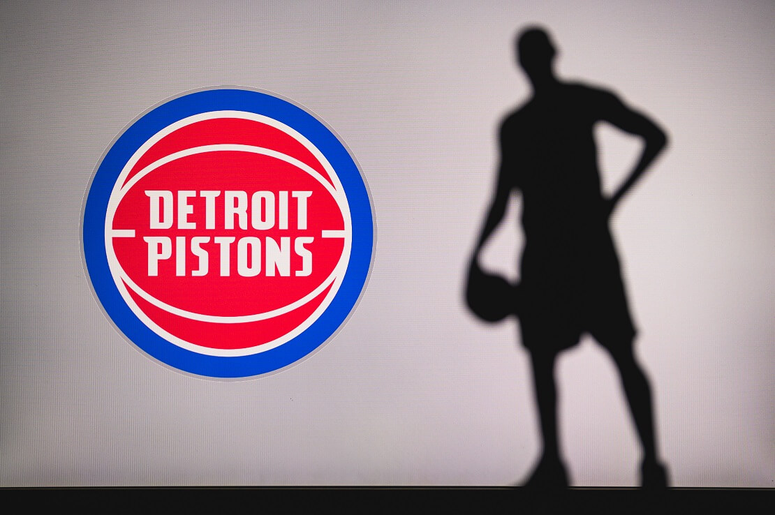 Detroit Pistons Logo mit Spieler