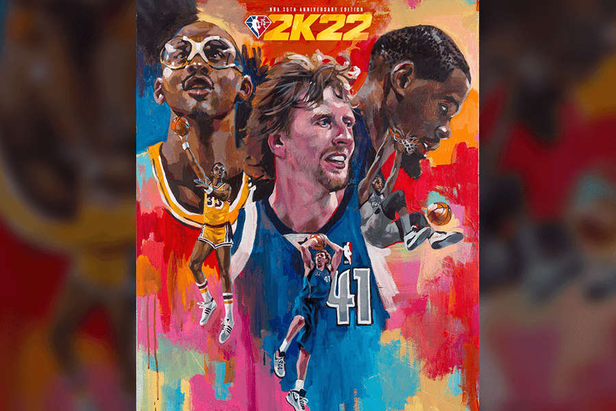 Dirk Nowitzki und weitere Legenden auf dem Cover von NBA 2K22