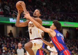 Evan Mobley im Spiel Cleveland Cavaliers vs Detroit Pistons