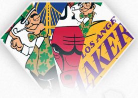 Eine Collage mit Logos verschiedener NBA-Teams