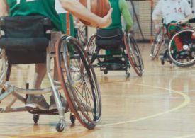 Aufnahme von Rollstuhlbasketballern