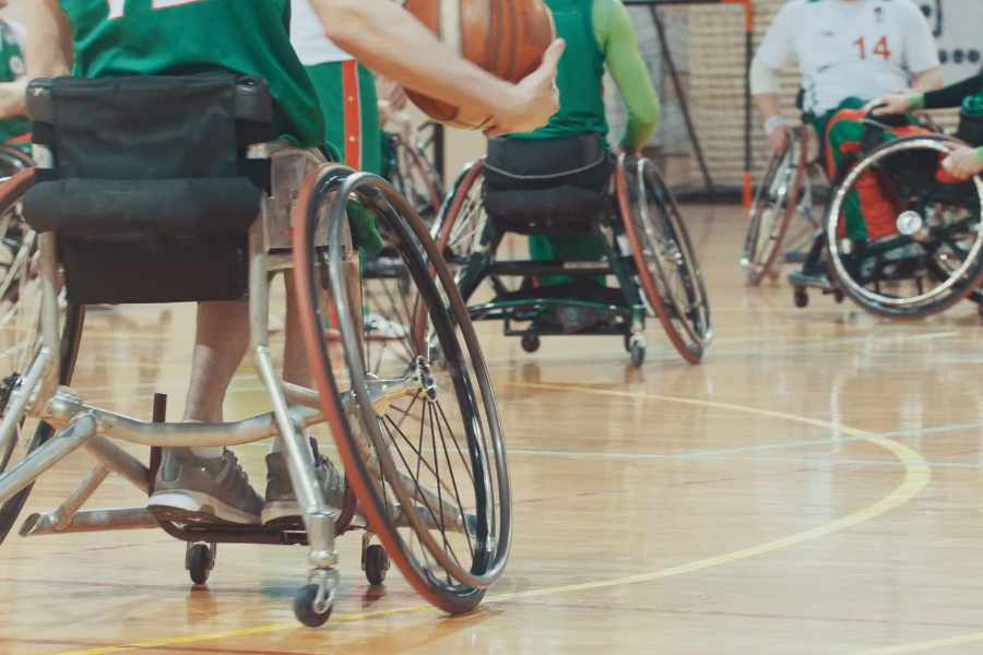 Aufnahme von Rollstuhlbasketballern