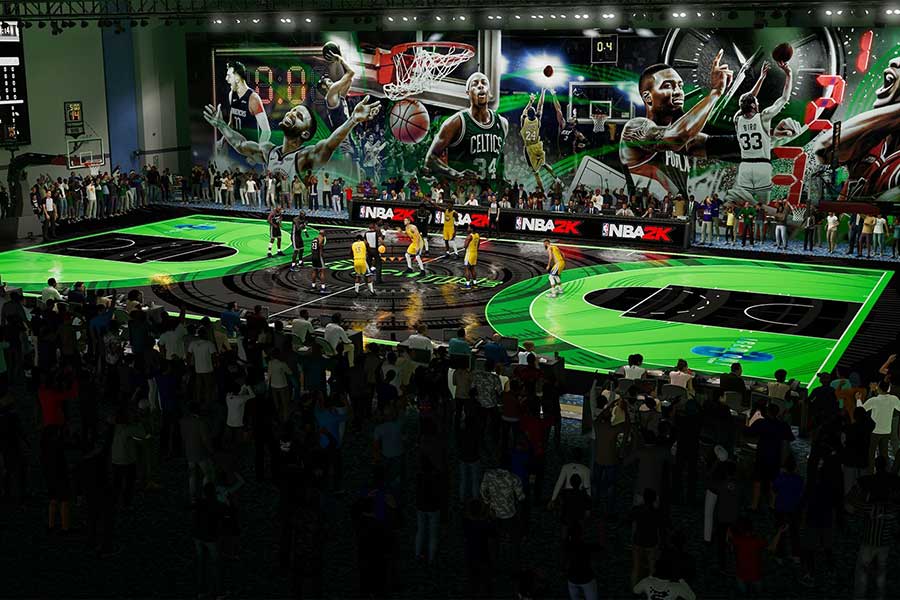 In Game Aufnahme von NBA 2k22 Basketballhalle