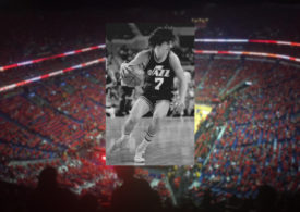 Schwarz-Weiß-Bild von Pete Maravich